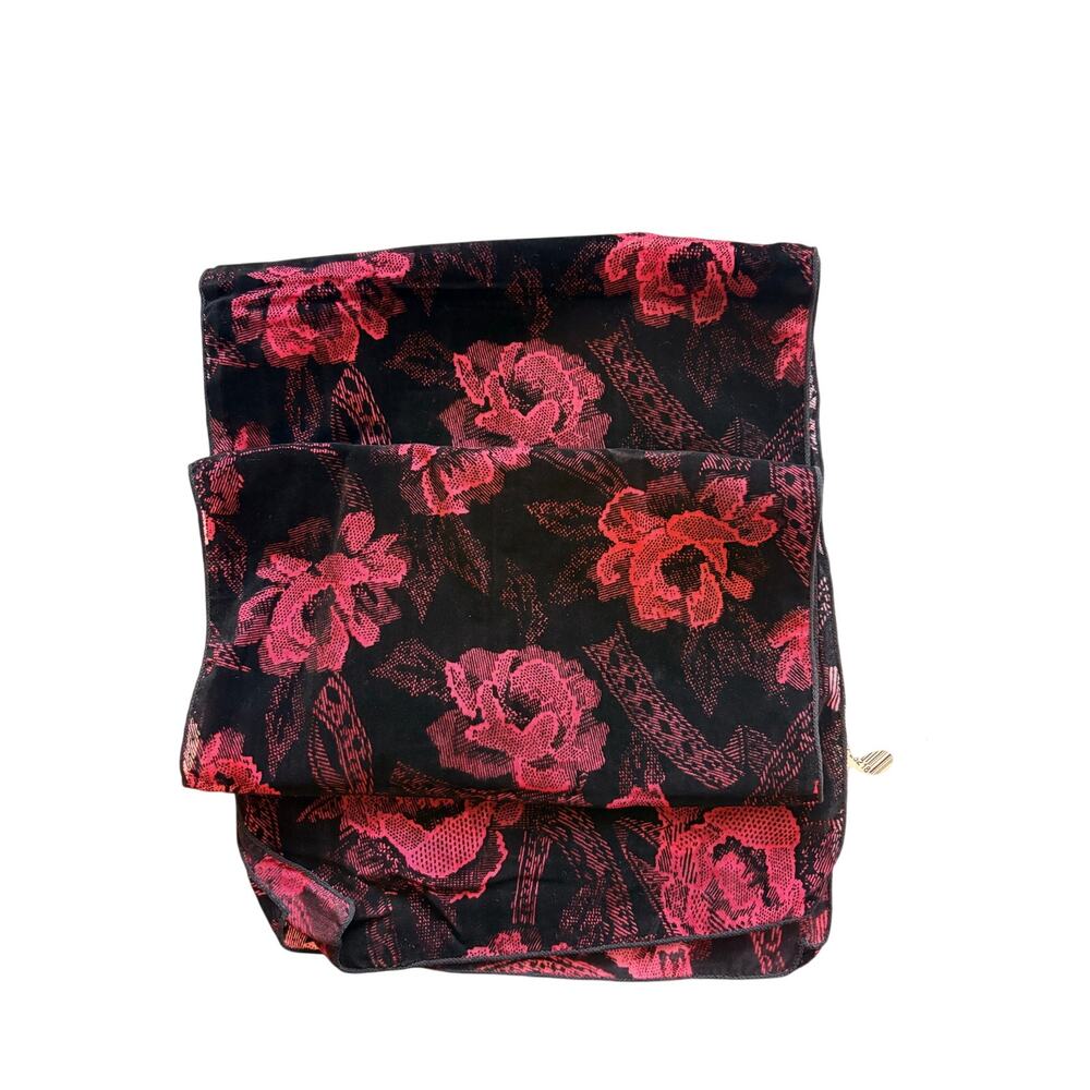 NWT Vintage 90s Velvet Burnout Scarf Prange Way Deadstock Pink Black Floral - Picture 1 of 4